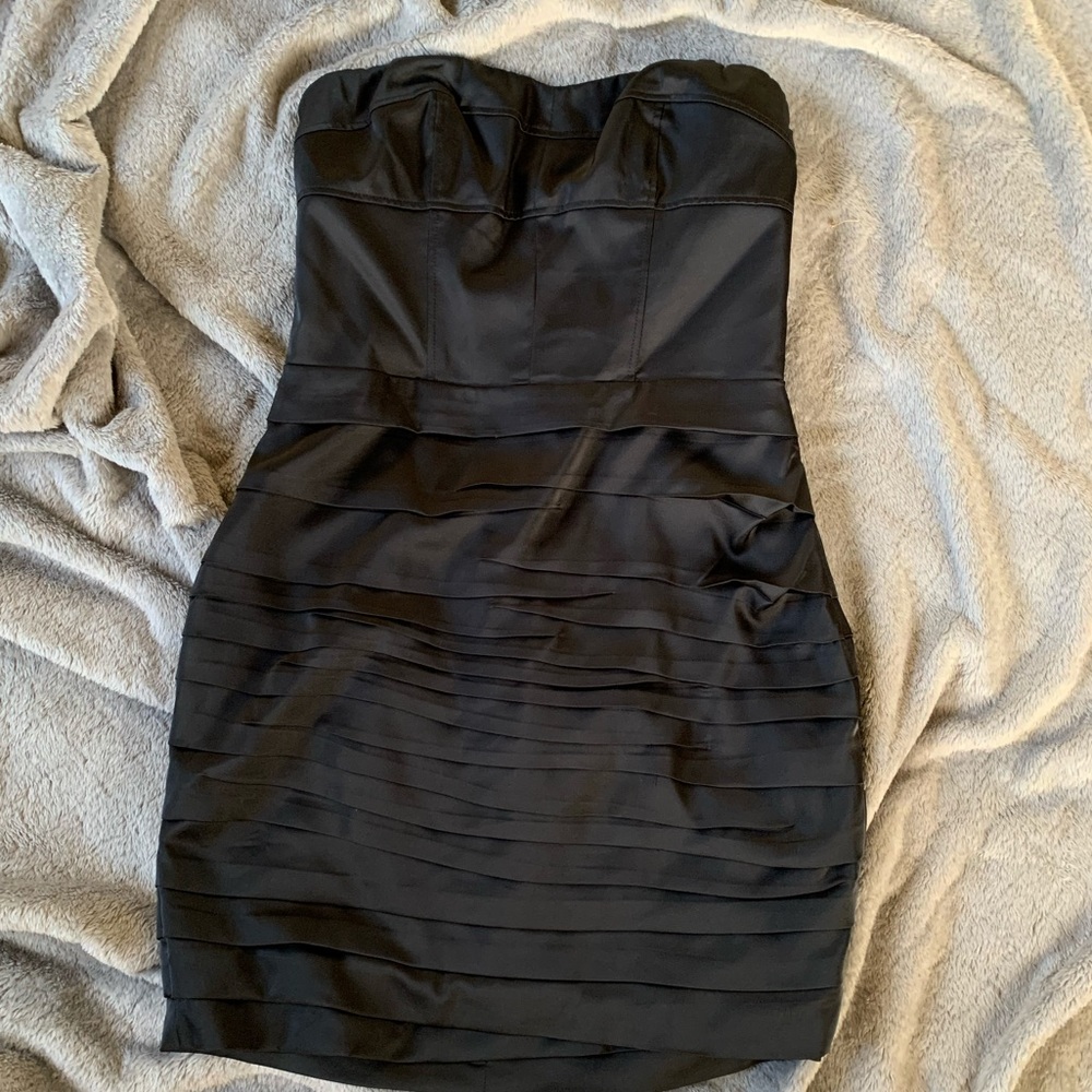 EXPRESS strapless black satin dress